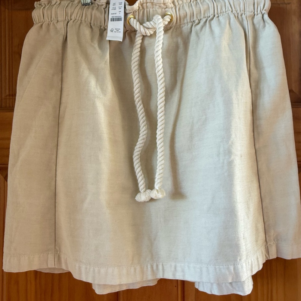 Jcrew cream elastic waist cotton skirt
